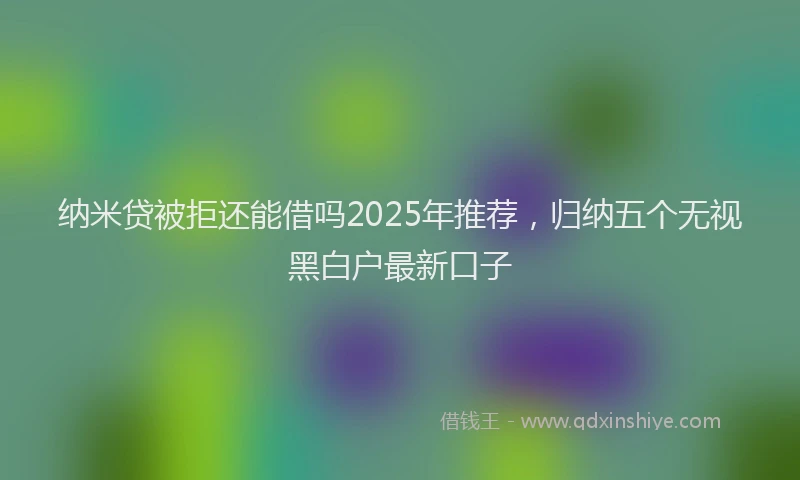纳米贷被拒还能借吗2025年推荐，归纳五个无视黑白户最新口子