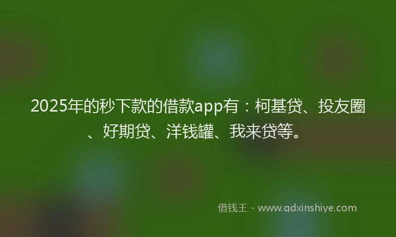 2025年的秒下款的借款app有：柯基贷、投友圈、好期贷、洋钱罐、我来贷等。