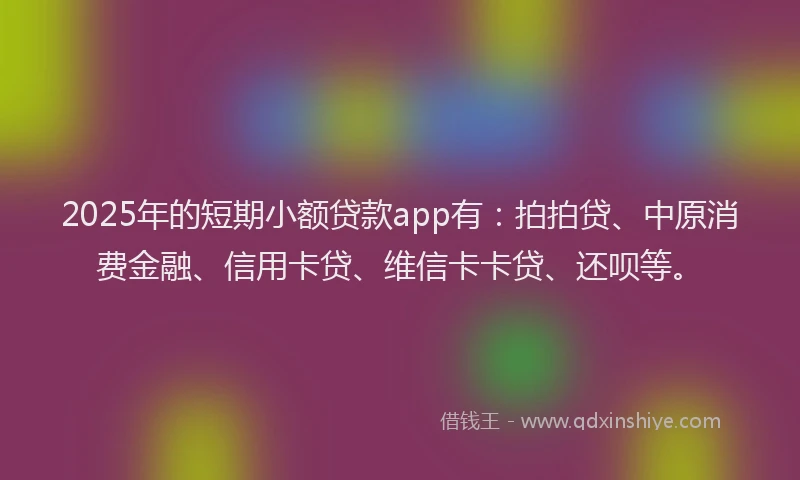 2025年的短期小额贷款app有：拍拍贷、中原消费金融、信用卡贷、维信卡卡贷、还呗等。