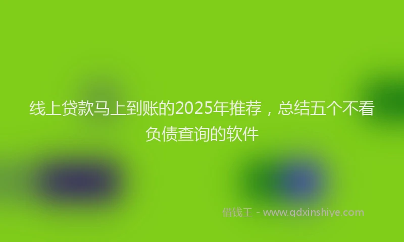 线上贷款马上到账的2025年推荐，总结五个不看负债查询的软件