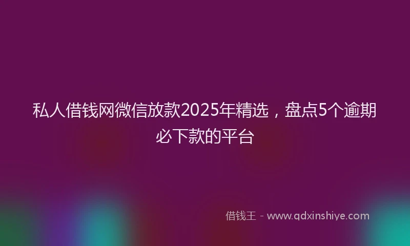私人借钱网微信放款2025年精选，盘点5个逾期必下款的平台