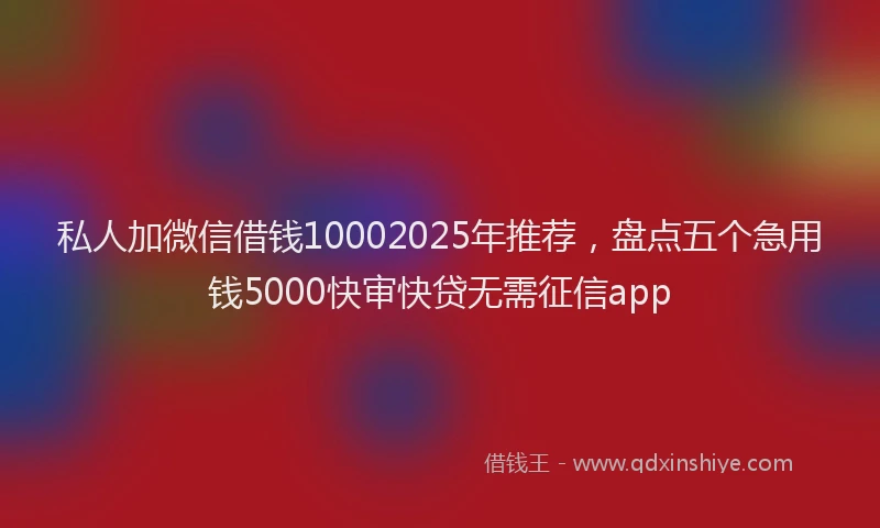 私人加微信借钱10002025年推荐，盘点五个急用钱5000快审快贷无需征信app