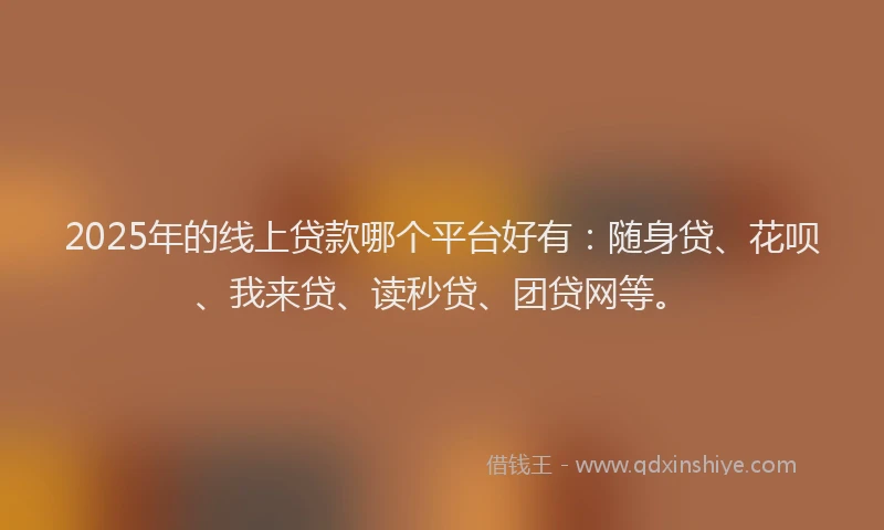 2025年的线上贷款哪个平台好有：随身贷、花呗、我来贷、读秒贷、团贷网等。