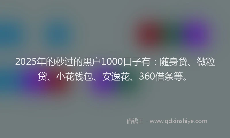 2025年的秒过的黑户1000口子有：随身贷、微粒贷、小花钱包、安逸花、360借条等。