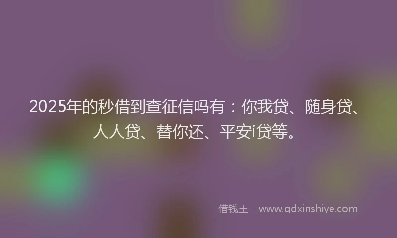 2025年的秒借到查征信吗有：你我贷、随身贷、人人贷、替你还、平安i贷等。