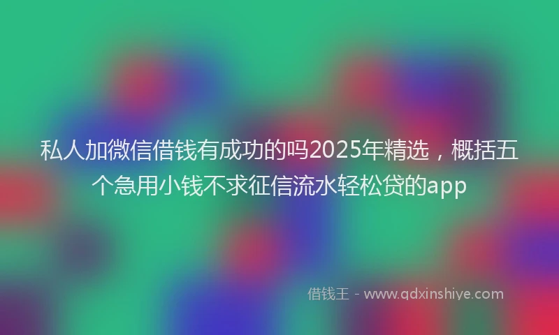 私人加微信借钱有成功的吗2025年精选，概括五个急用小钱不求征信流水轻松贷的app