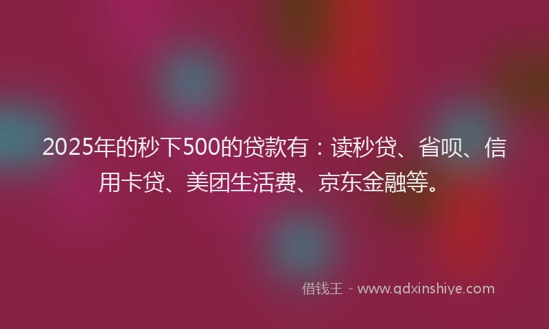 2025年的秒下500的贷款有：读秒贷、省呗、信用卡贷、美团生活费、京东金融等。
