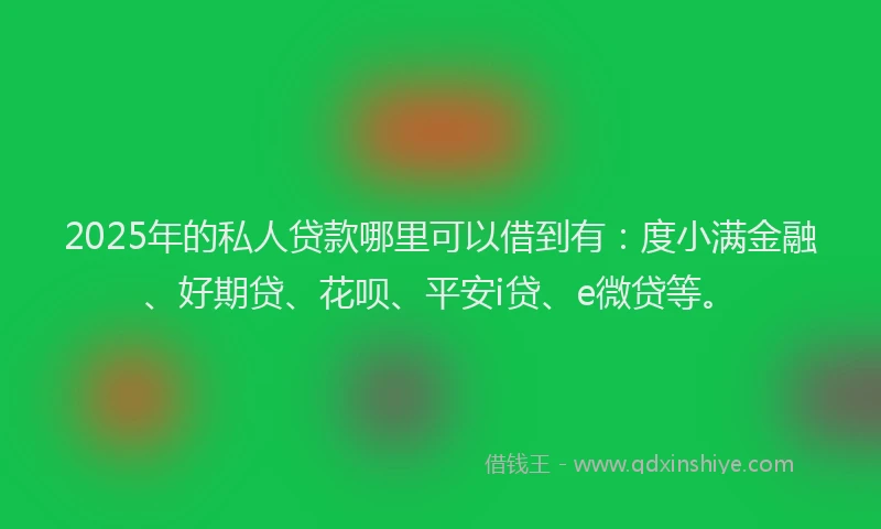 2025年的私人贷款哪里可以借到有：度小满金融、好期贷、花呗、平安i贷、e微贷等。