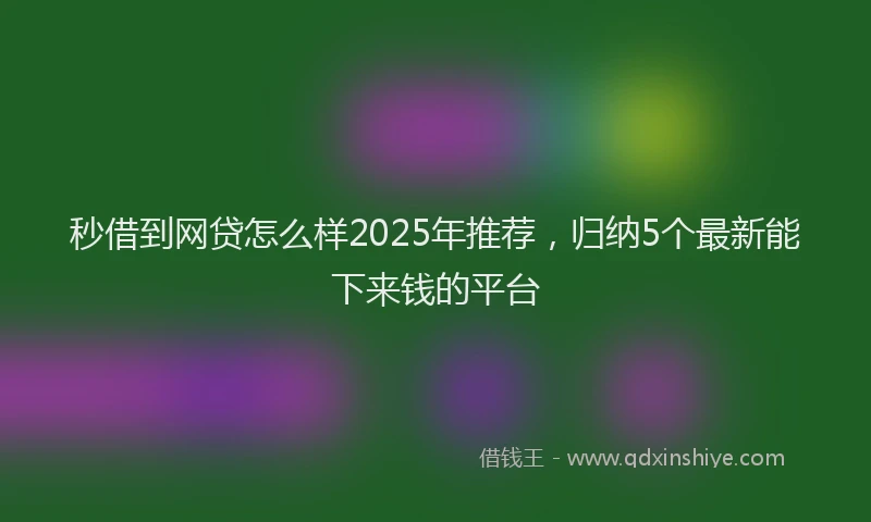 秒借到网贷怎么样2025年推荐，归纳5个最新能下来钱的平台