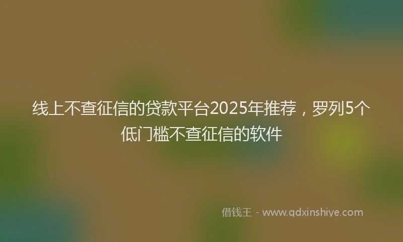 线上不查征信的贷款平台2025年推荐，罗列5个低门槛不查征信的软件