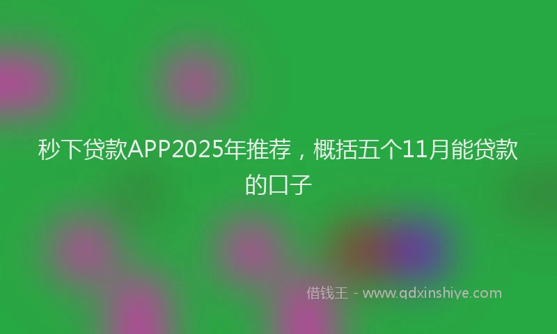秒下贷款APP2025年推荐，概括五个11月能贷款的口子
