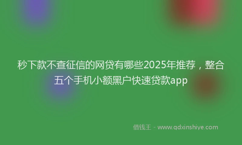 秒下款不查征信的网贷有哪些2025年推荐，整合五个手机小额黑户快速贷款app