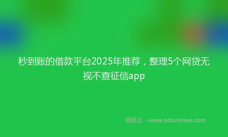 秒到账的借款平台2025年推荐，整理5个网贷无视不查征信app