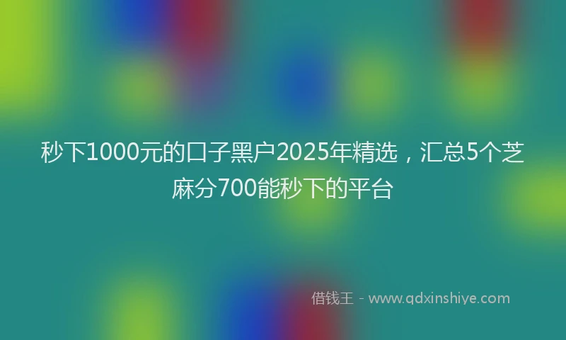 秒下1000元的口子黑户2025年精选，汇总5个芝麻分700能秒下的平台