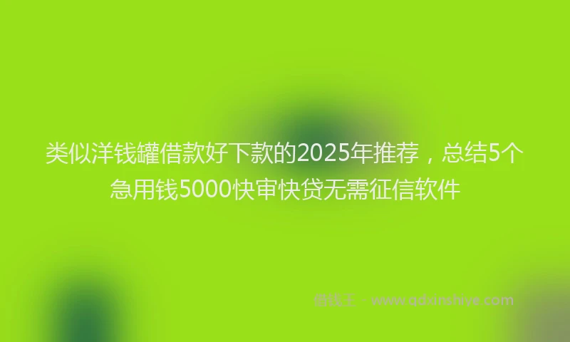 类似洋钱罐借款好下款的2025年推荐，总结5个急用钱5000快审快贷无需征信软件