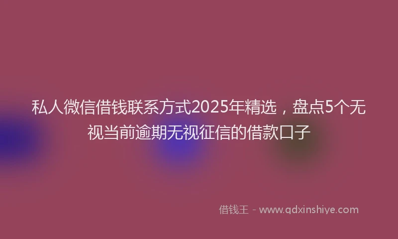 私人微信借钱联系方式2025年精选，盘点5个无视当前逾期无视征信的借款口子