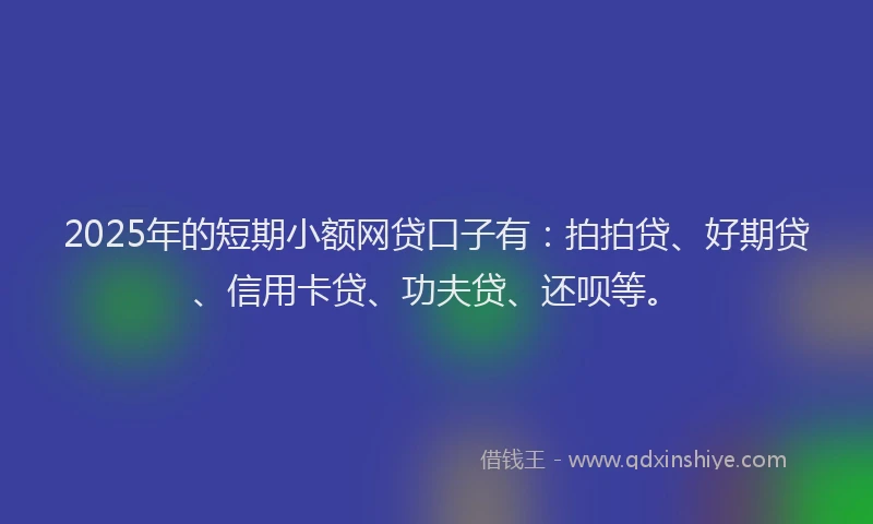 2025年的短期小额网贷口子有：拍拍贷、好期贷、信用卡贷、功夫贷、还呗等。