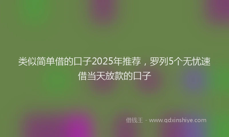 类似简单借的口子2025年推荐，罗列5个无忧速借当天放款的口子