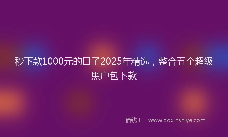 秒下款1000元的口子2025年精选，整合五个超级黑户包下款