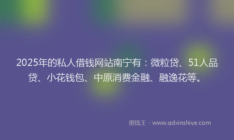 2025年的私人借钱网站南宁有：微粒贷、51人品贷、小花钱包、中原消费金融、融逸花等。