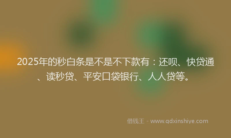 2025年的秒白条是不是不下款有:还呗、快贷通、读秒贷、平安口袋银行、人人贷等。
