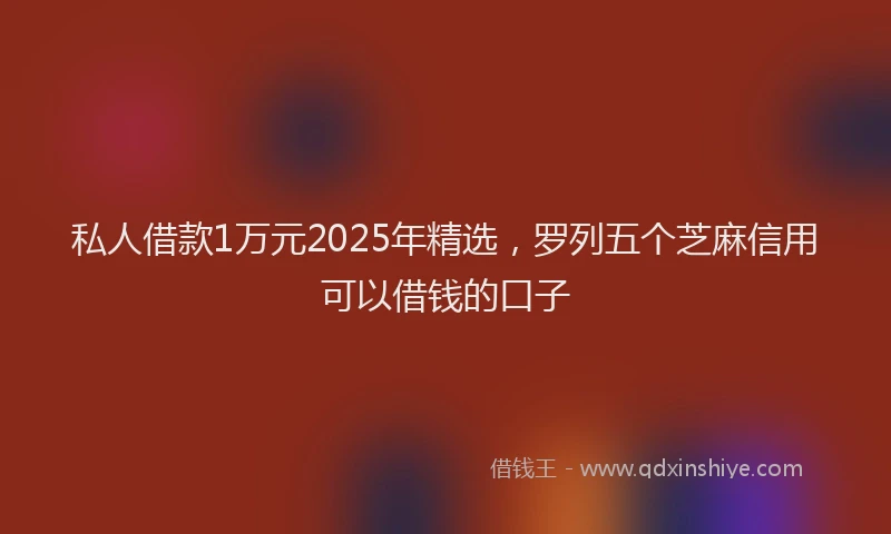 私人借款1万元2025年精选，罗列五个芝麻信用可以借钱的口子