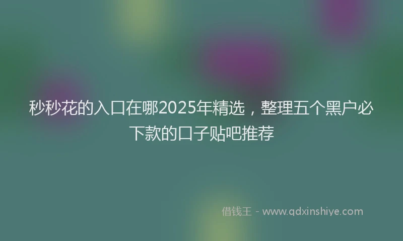 秒秒花的入口在哪2025年精选，整理五个黑户必下款的口子贴吧推荐