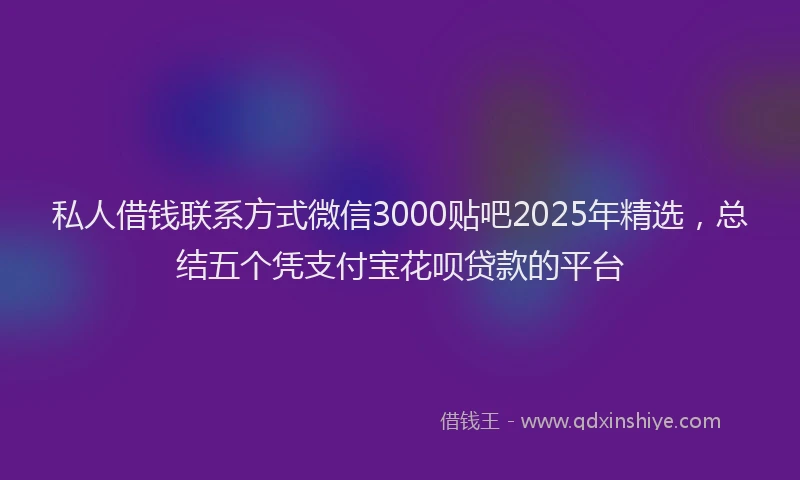 私人借钱联系方式微信3000贴吧2025年精选，总结五个凭支付宝花呗贷款的平台