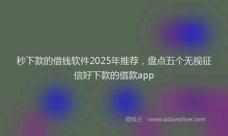 秒下款的借钱软件2025年推荐，盘点五个无视征信好下款的借款app