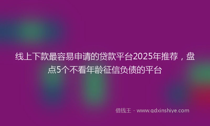线上下款最容易申请的贷款平台2025年推荐，盘点5个不看年龄征信负债的平台