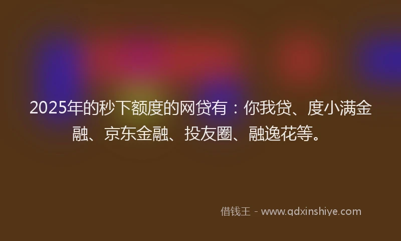 2025年的秒下额度的网贷有：你我贷、度小满金融、京东金融、投友圈、融逸花等。