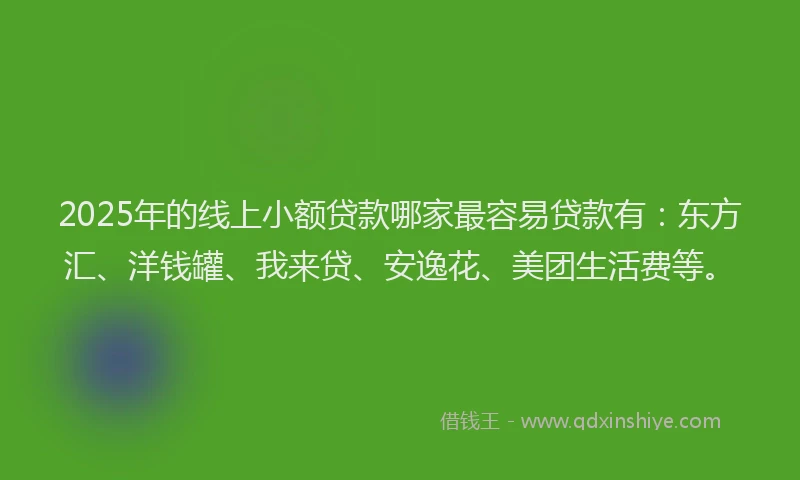 2025年的线上小额贷款哪家最容易贷款有：东方汇、洋钱罐、我来贷、安逸花、美团生活费等。