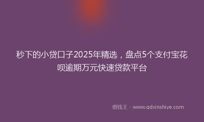 秒下的小贷口子2025年精选，盘点5个支付宝花呗逾期万元快速贷款平台