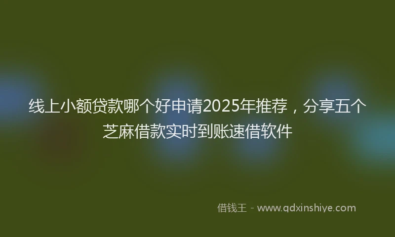 线上小额贷款哪个好申请2025年推荐，分享五个芝麻借款实时到账速借软件