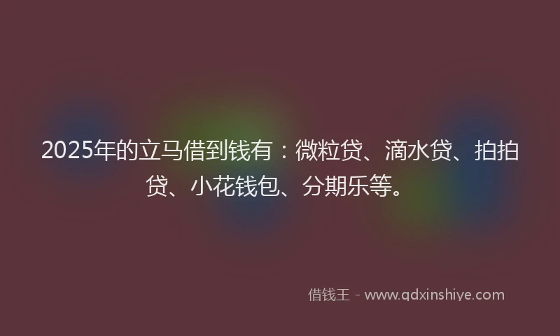 2025年的立马借到钱有：微粒贷、滴水贷、拍拍贷、小花钱包、分期乐等。