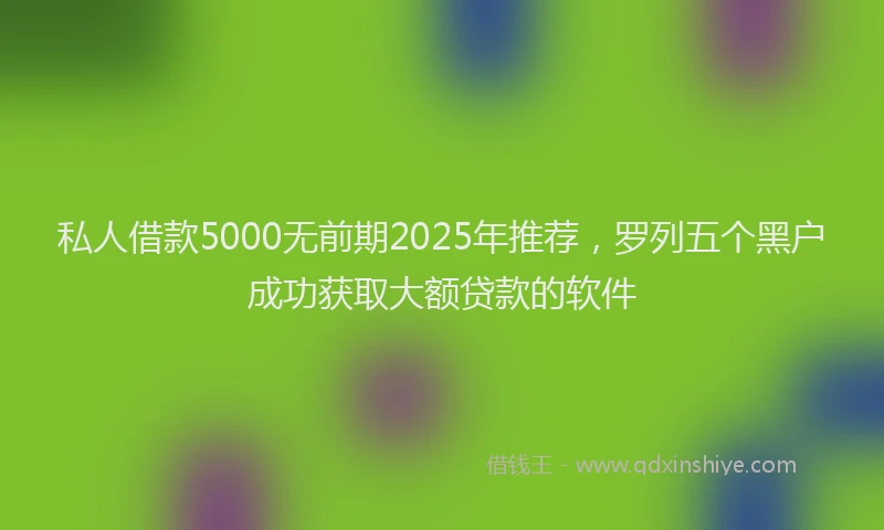 私人借款5000无前期2025年推荐，罗列五个黑户成功获取大额贷款的软件