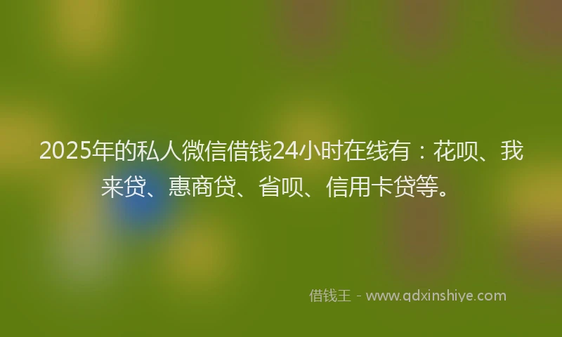 2025年的私人微信借钱24小时在线有：花呗、我来贷、惠商贷、省呗、信用卡贷等。