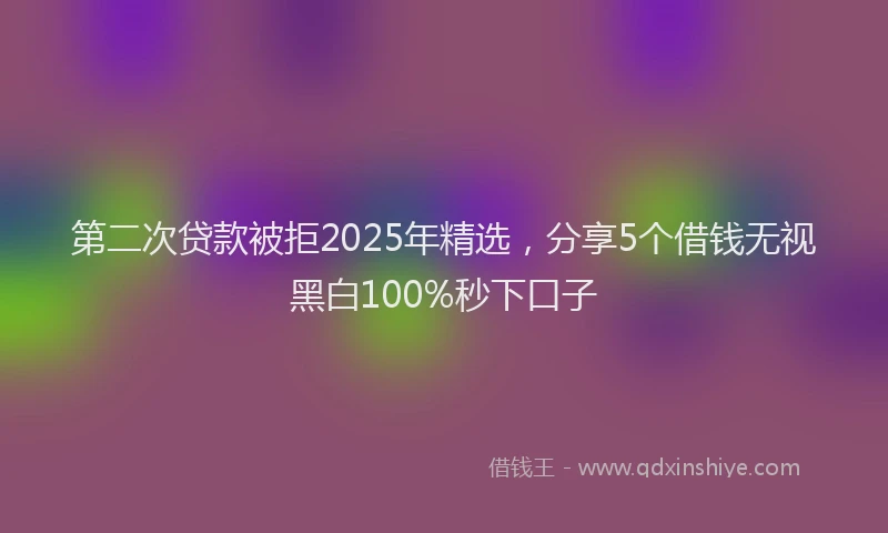 第二次贷款被拒2025年精选，分享5个借钱无视黑白100%秒下口子