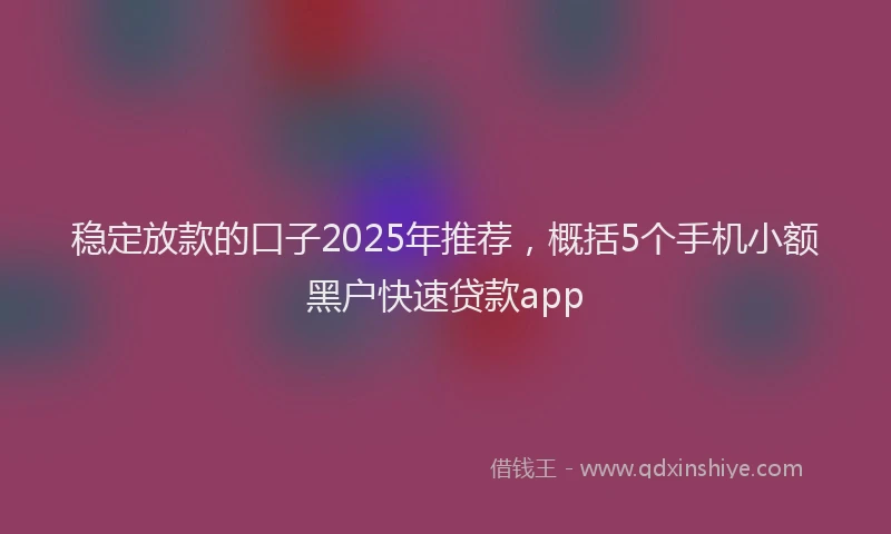 稳定放款的口子2025年推荐，概括5个手机小额黑户快速贷款app