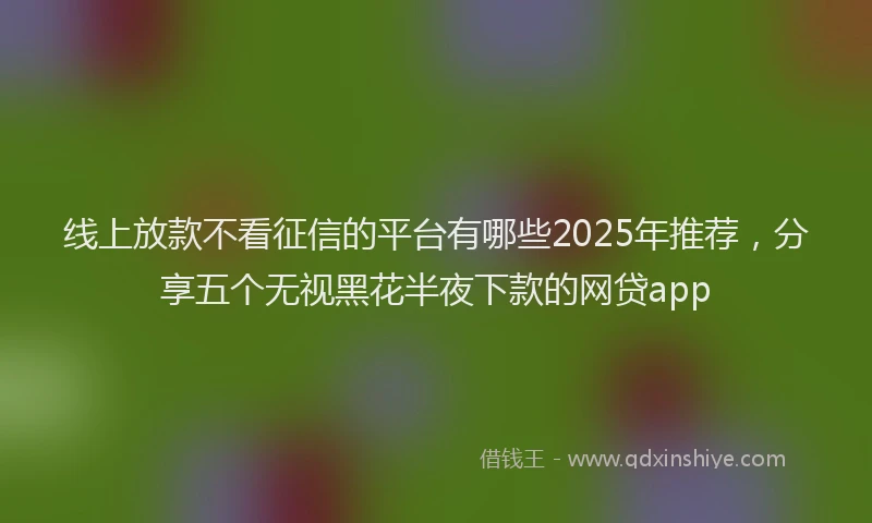 线上放款不看征信的平台有哪些2025年推荐，分享五个无视黑花半夜下款的网贷app