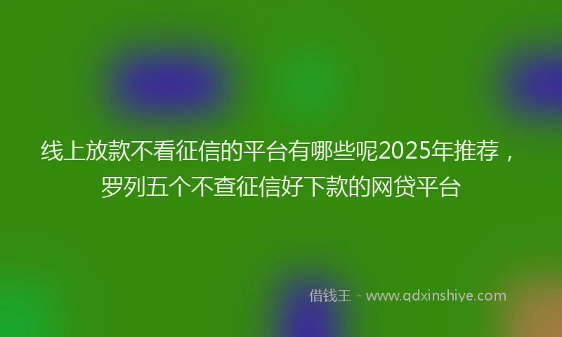 线上放款不看征信的平台有哪些呢2025年推荐，罗列五个不查征信好下款的网贷平台