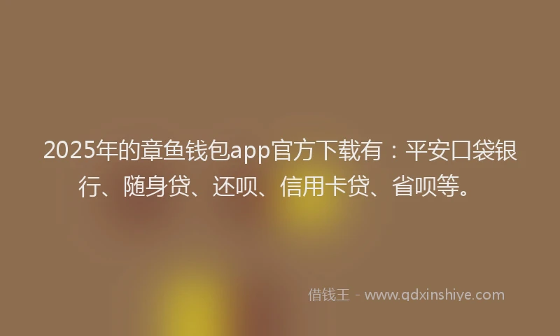 2025年的章鱼钱包app官方下载有：平安口袋银行、随身贷、还呗、信用卡贷、省呗等。