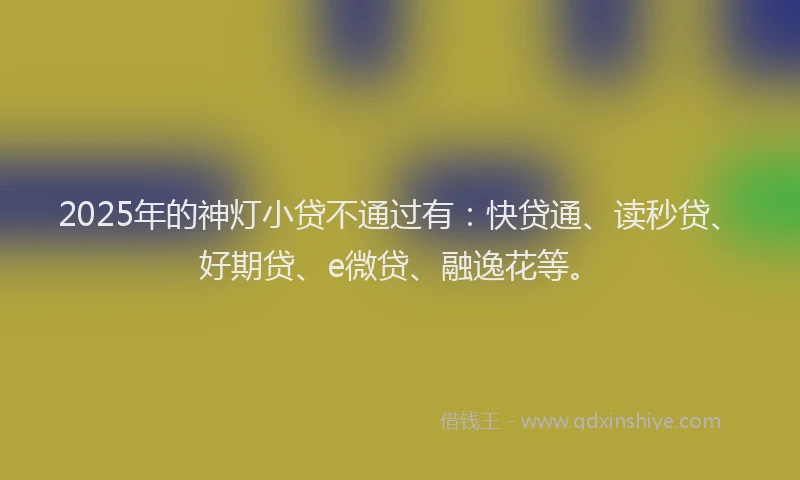 2025年的神灯小贷不通过有：快贷通、读秒贷、好期贷、e微贷、融逸花等。