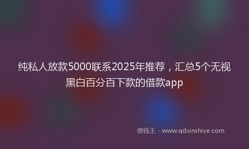 纯私人放款5000联系2025年推荐，汇总5个无视黑白百分百下款的借款app