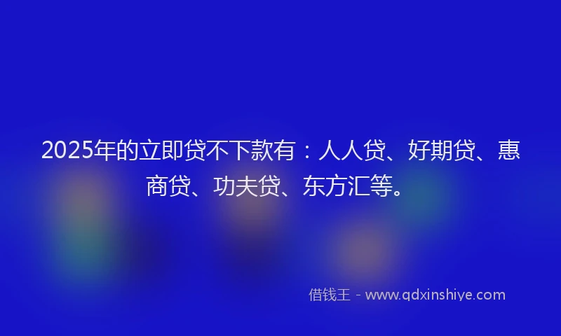2025年的立即贷不下款有：人人贷、好期贷、惠商贷、功夫贷、东方汇等。