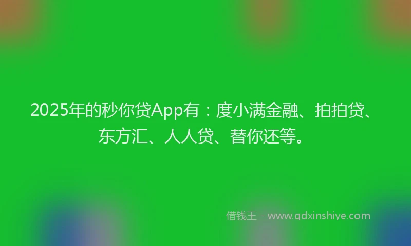 2025年的秒你贷App有：度小满金融、拍拍贷、东方汇、人人贷、替你还等。