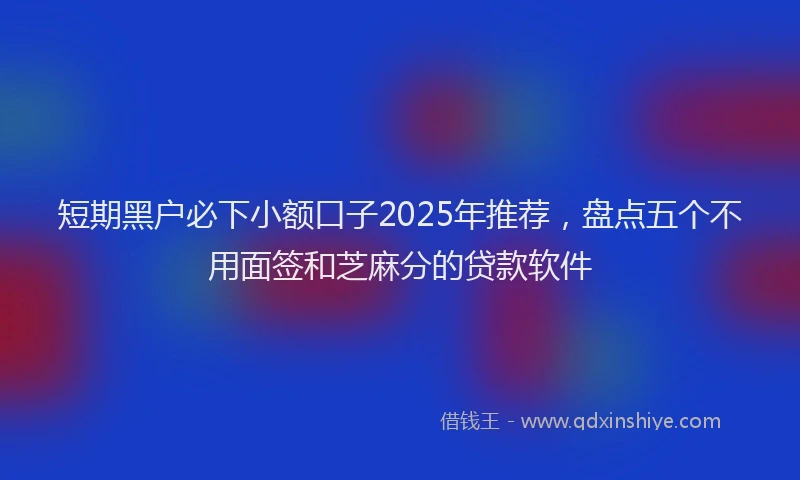 短期黑户必下小额口子2025年推荐，盘点五个不用面签和芝麻分的贷款软件