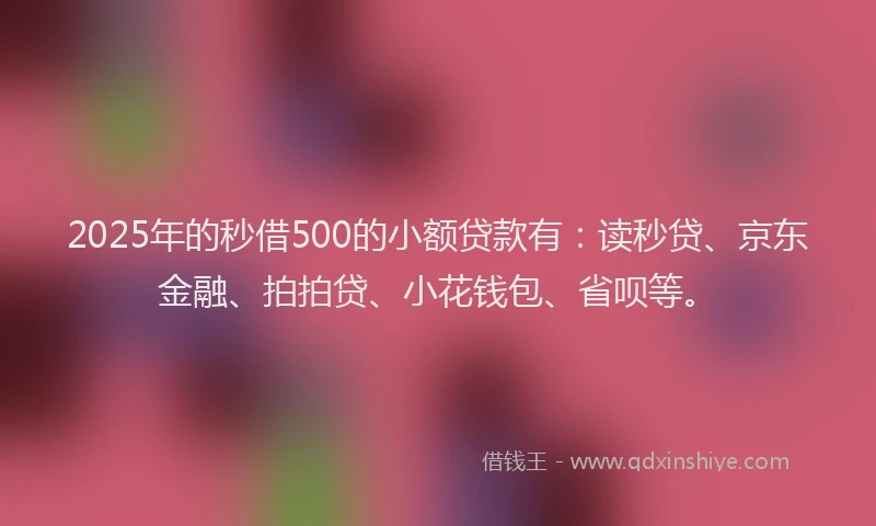 2025年的秒借500的小额贷款有：读秒贷、京东金融、拍拍贷、小花钱包、省呗等。