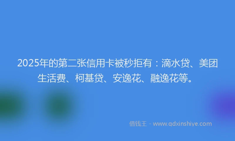 2025年的第二张信用卡被秒拒有：滴水贷、美团生活费、柯基贷、安逸花、融逸花等。