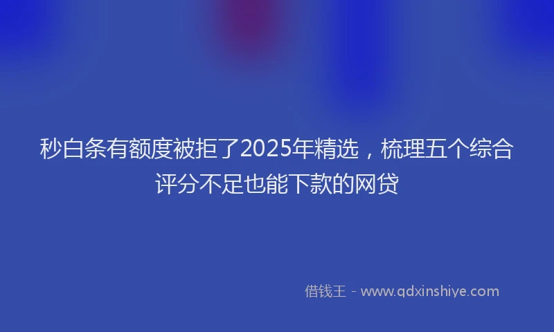 秒白条有额度被拒了2025年精选，梳理五个综合评分不足也能下款的网贷
